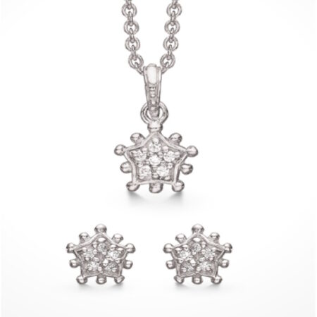 Sølv Smykkesæt stjerne med Zirkonia sten