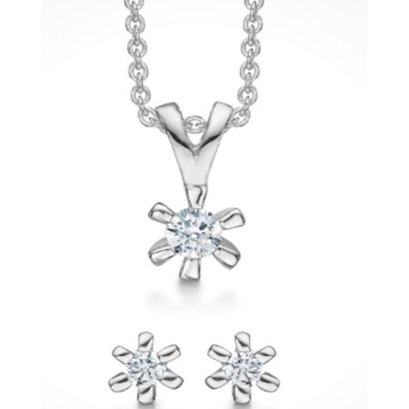 Sølvforgyldt Smykkesæt rhodineret med zirkonia