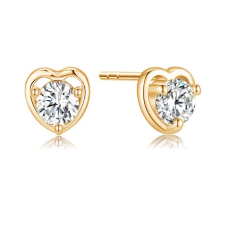 Ørestikker hjerte Sølvforgyldt med Zirkonia