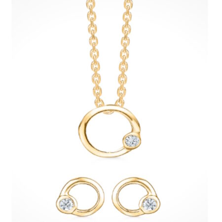 Sølvforgyldt Smykkesæt med Zirkonia