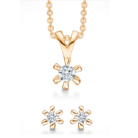 Sølvforgyldt Smykkesæt med Zirkonia