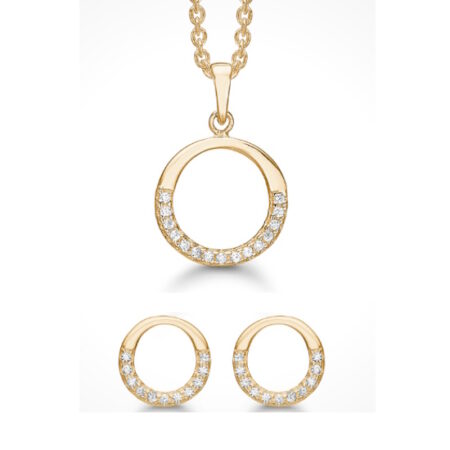 Sølvforgyldt Smykkesæt med zirkonia