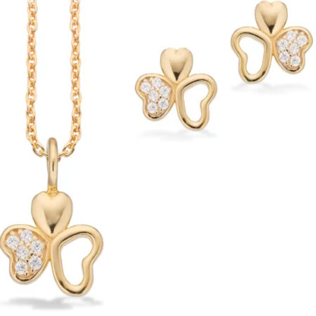 Pixel Smykkesæt Hjerte Sølv Forgyldt