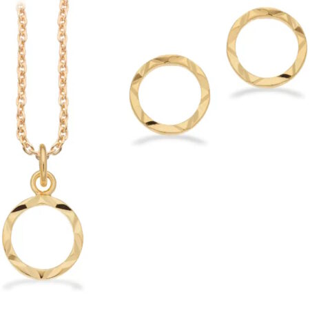 Pixel Smykkesæt i Sølv Forgyldt