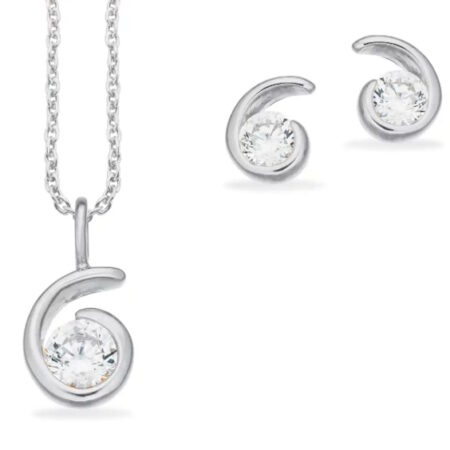 Pixel Smykkesæt med Cubic Zirkonia i Sølv