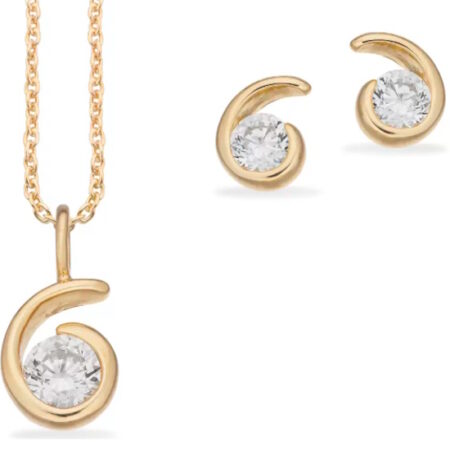 Pixel Smykkesæt med Cubic Zirkonia Sølv Forgyldt